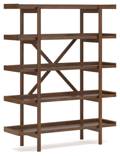 Lyncott - 3 Pc. - Home Office Desk, Chair, Bookcase - Brown