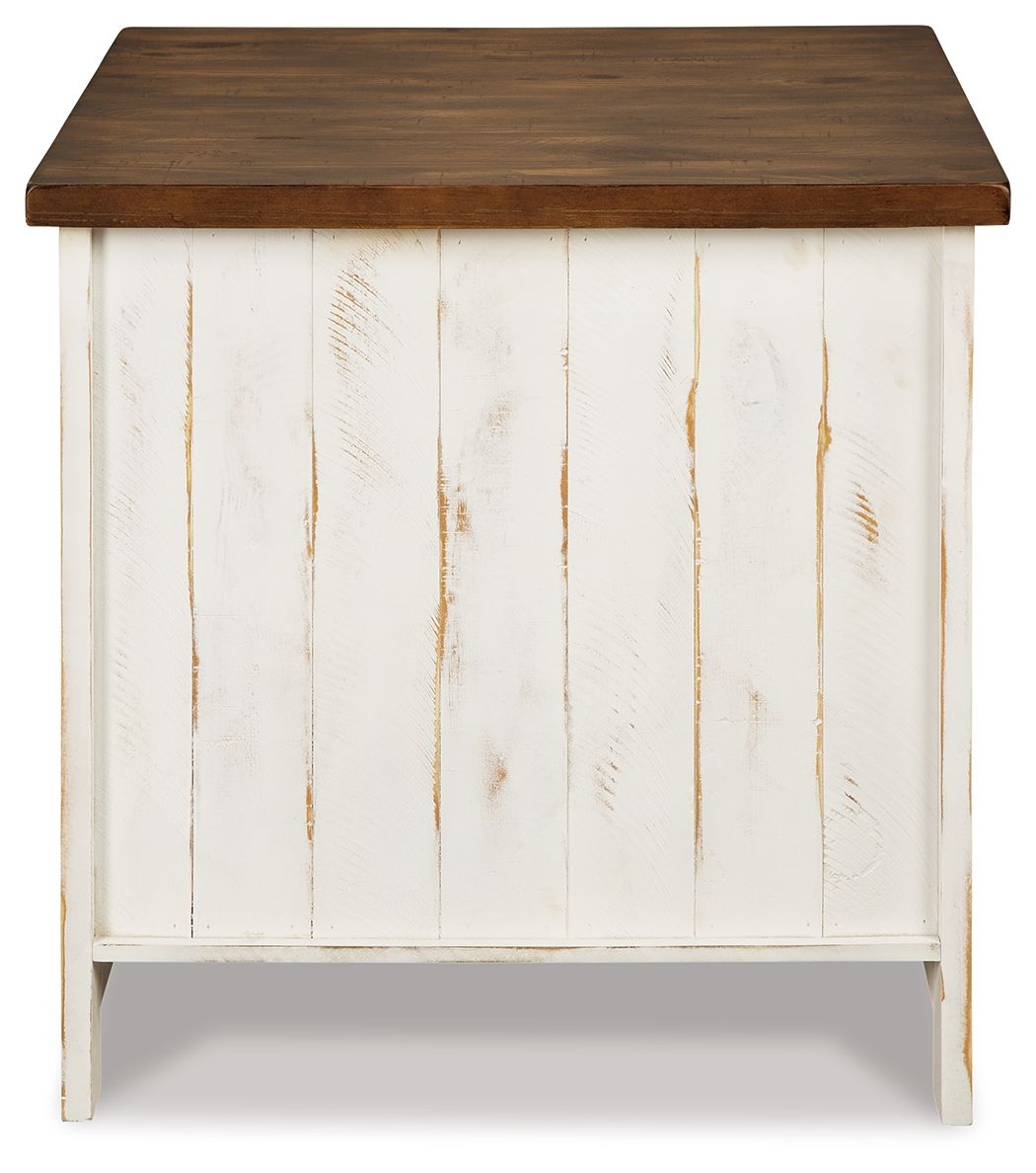 Wystfield - Blanco / Marrón - Mesa auxiliar rectangular - 2 puertas