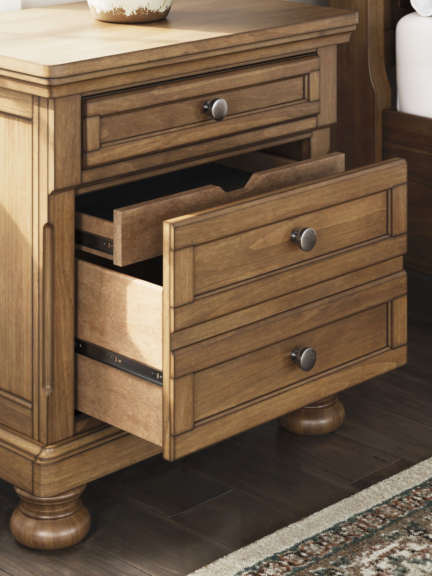 Feddinger - Two Drawer Night Stand - Medium Brown