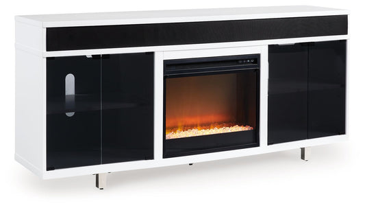 Gardoni - Blanco / Negro - Mueble TV 72" Con Chimenea Eléctrica