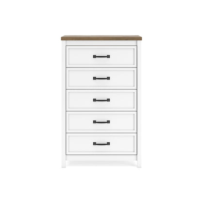 Kerisden - Five Drawer Chest - White / Brown