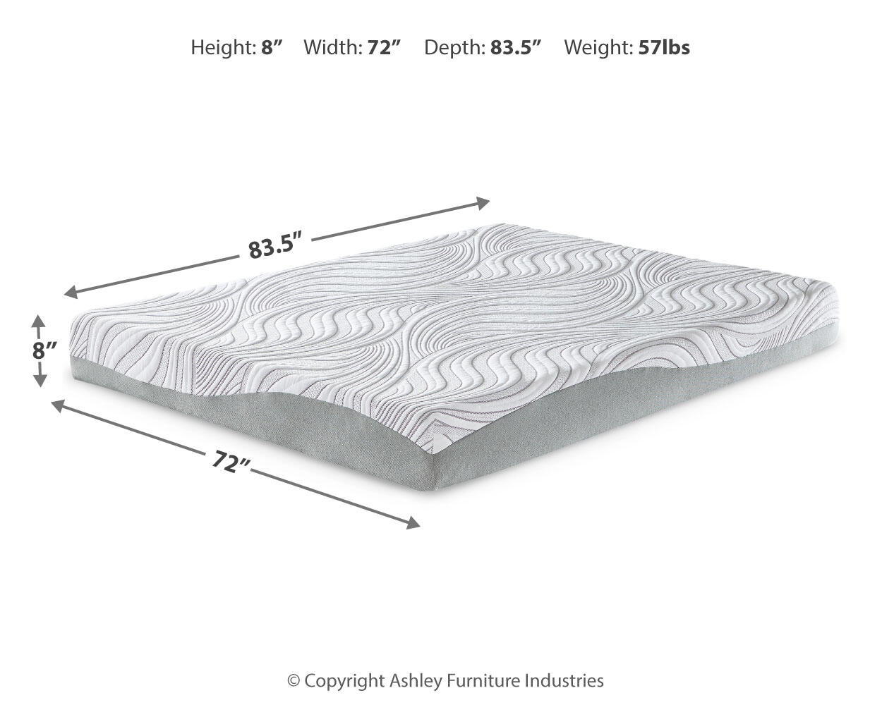 8 Inch Memory Foam - California King Mattress - White