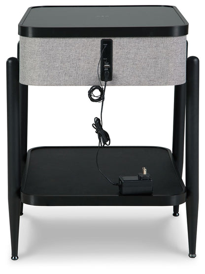 Jorvalee - Gray / Black - Accent Table with Speaker