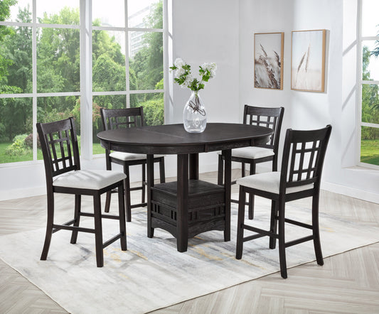 grid-patterned chair backs 