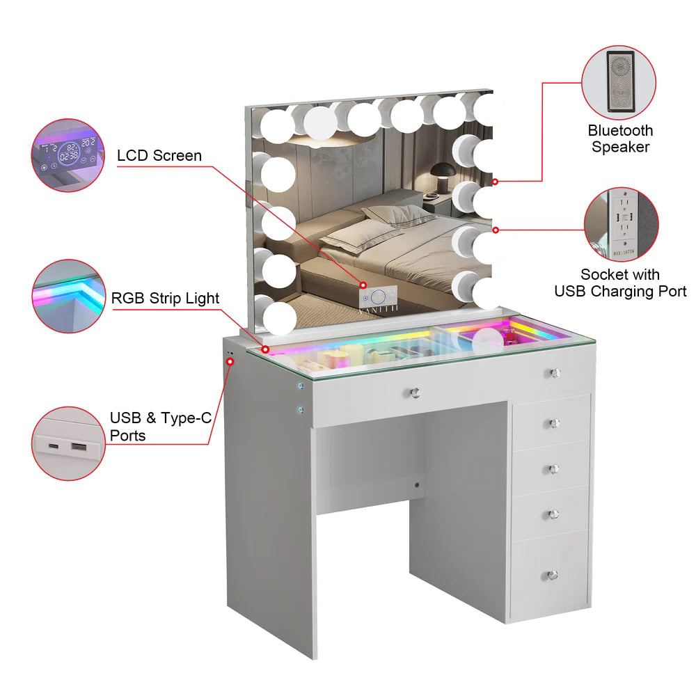 Mini Diana Vanity Set -6 Storage Drawers with Mirror