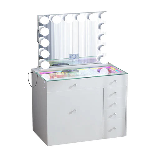 New Release !  Mini Diana Vanity Desk and Marilyn Mirror with Soft Hidden Stool