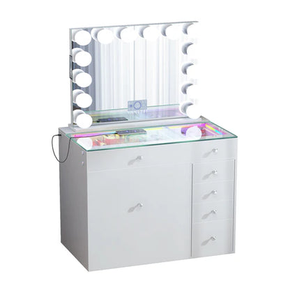 New Release !  Mini Diana Vanity Desk and Marilyn Mirror with Soft Hidden Stool