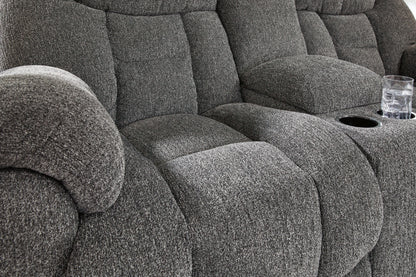 Foreside - Dbl Reclining Loveseat with Console - Charcoal