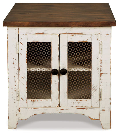 Wystfield - Blanco / Marrón - Mesa auxiliar rectangular - 2 puertas