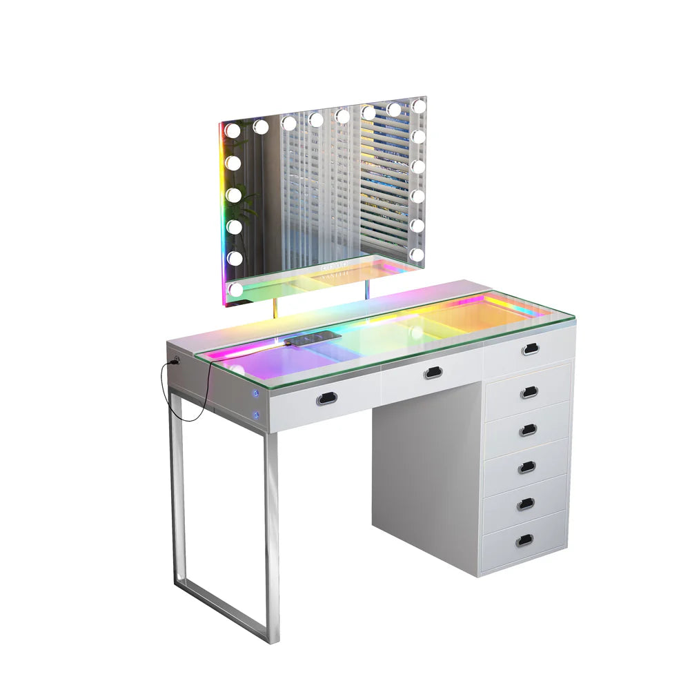 New Release ! Chelsea Vanity Set with Hollywood Music Mirror
