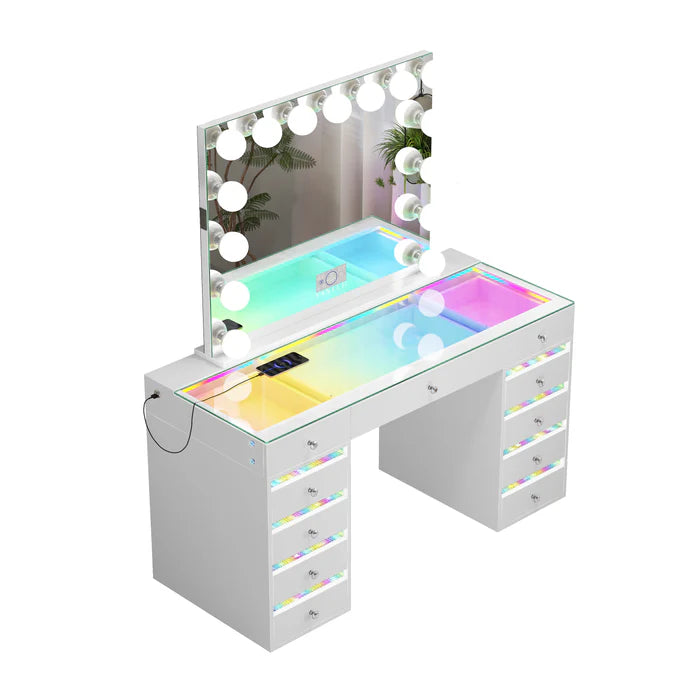 Fenair Vanity Desk with RGB light including Vanity Mirror