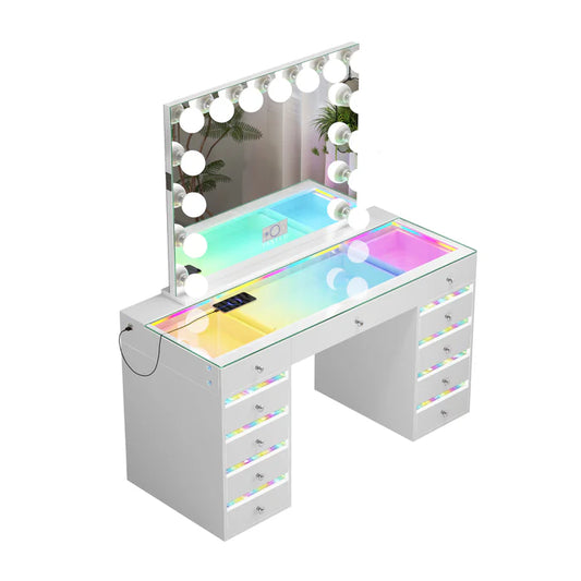 Fenair Vanity Desk with RGB light including Vanity Mirror