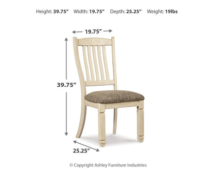Bolanburg - Marrón / Beige - Silla auxiliar de comedor Uph (juego de 2) - Respaldo inclinado