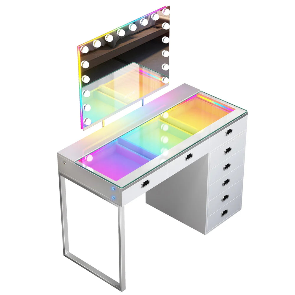 New Release ! Chelsea Vanity Set with Hollywood Music Mirror
