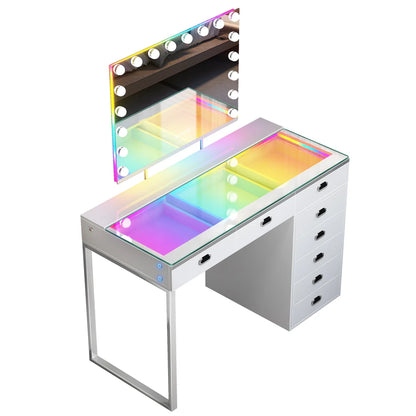 New Release ! Chelsea Vanity Set with Hollywood Music Mirror