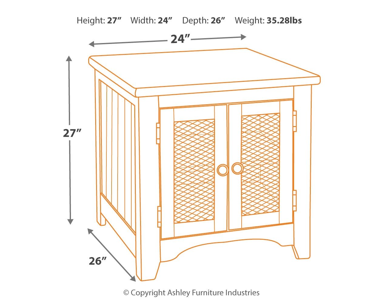 Wystfield - Blanco / Marrón - Mesa auxiliar rectangular - 2 puertas