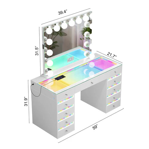 Fenair Vanity Desk with RGB light including Vanity Mirror