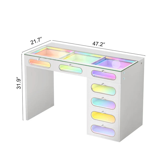 New Release ! 7 Glass Fronted Drawers with Crystal Handles