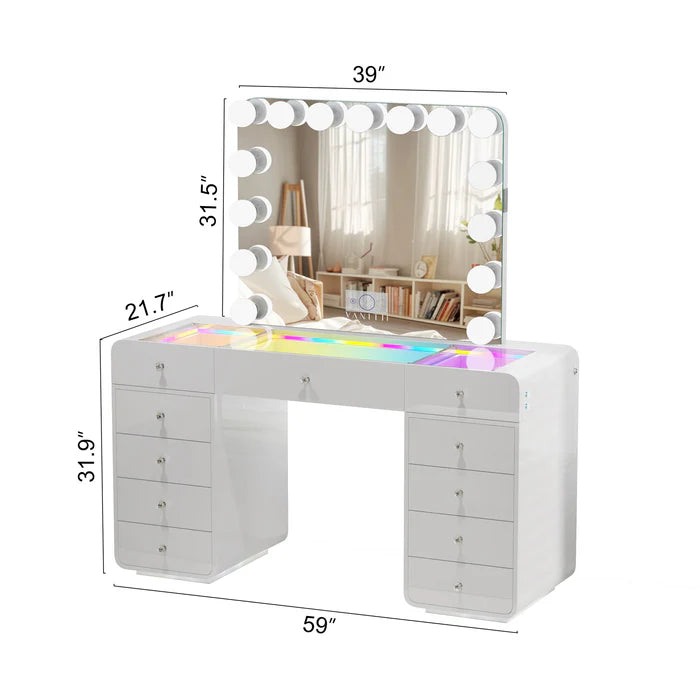 Catalina Vanity Desk with RGB light including vanity mirror
