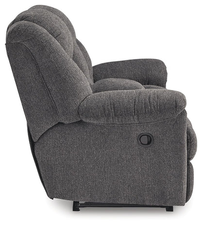 Foreside - Dbl Reclining Loveseat with Console - Charcoal