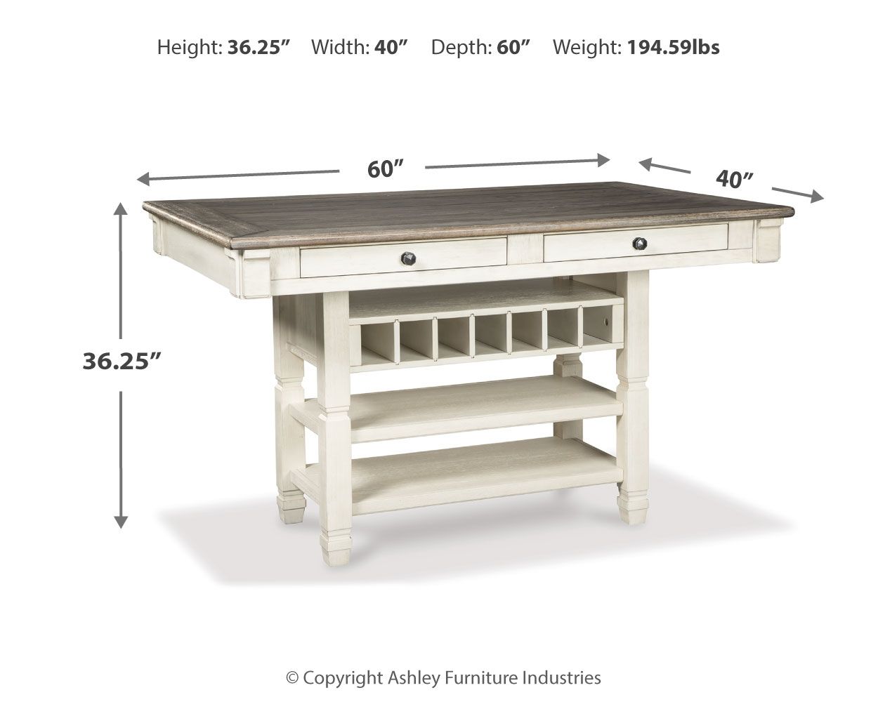 Bolanburg - Beige - Mesa alta rectangular para comedor