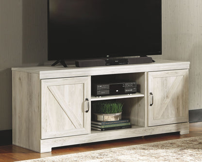 Bellaby - Whitewash - 63" TV Stand With Faux Firebrick Fireplace Insert