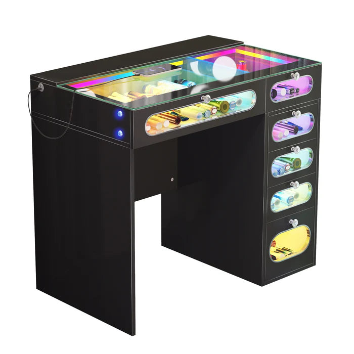 New Release ! Glass Fronted Drawers Vanity Desk
