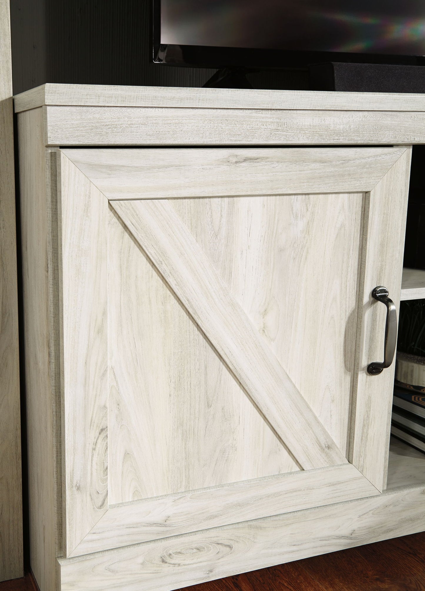 Bellaby - 63" TV Stand With Faux Firebrick Fireplace Insert - Whitewash