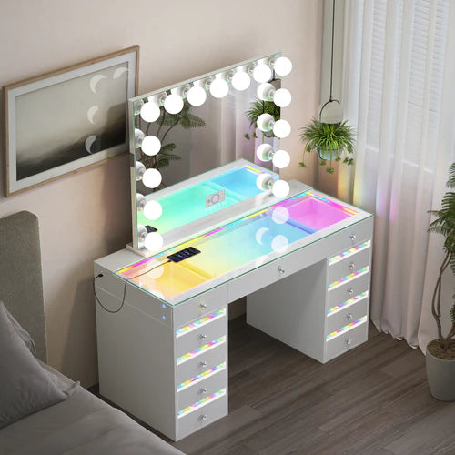 Fenair Vanity Desk with RGB light including Vanity Mirror