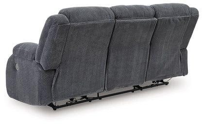 Observation - Reclining Power Sofa With Drop Down Table - Steel