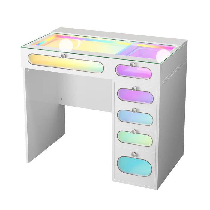 New Release ! Glass Fronted Drawers Vanity Desk