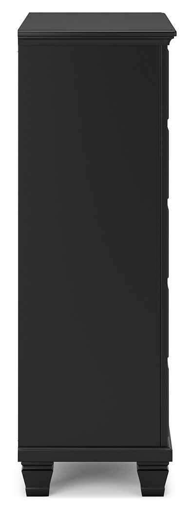 Lanolee - Negro - Cómoda de cinco cajones