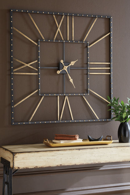 Thames - Acabado negro / dorado - Reloj de pared