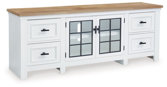 Ashbryn - Blanco / Natural - Mueble TV Extra Grande