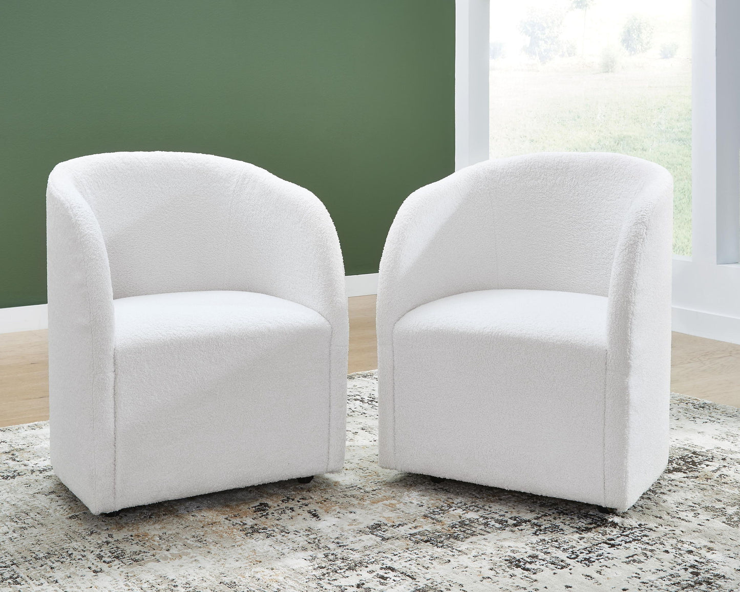 Rowanbeck - Marfil - Sillón de comedor tapizado (juego de 2)