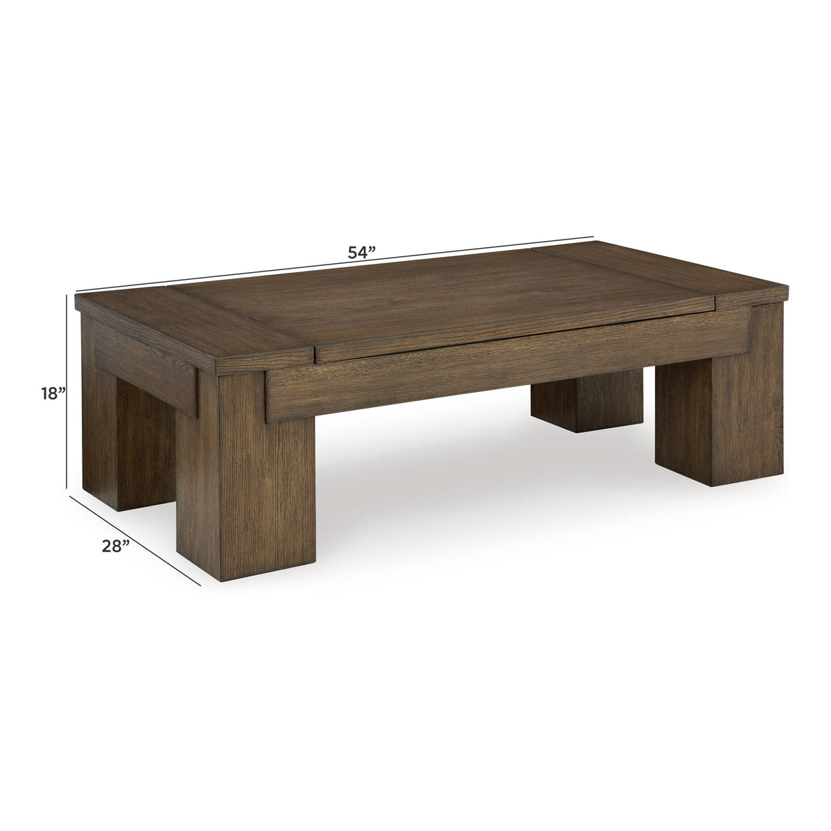 Rosswain - Marrón cálido - Mesa de cóctel con tapa elevable