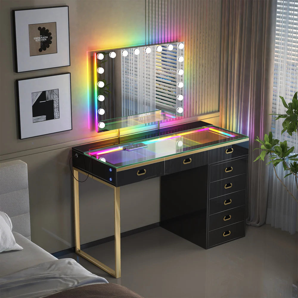New Release ! Chelsea Vanity Set with Hollywood Music Mirror