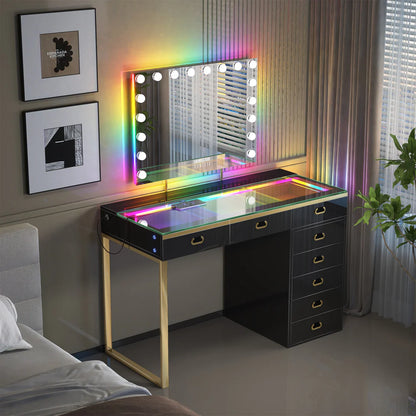 New Release ! Chelsea Vanity Set with Hollywood Music Mirror