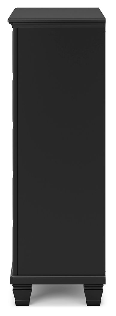 Lanolee - Negro - Cómoda de cinco cajones