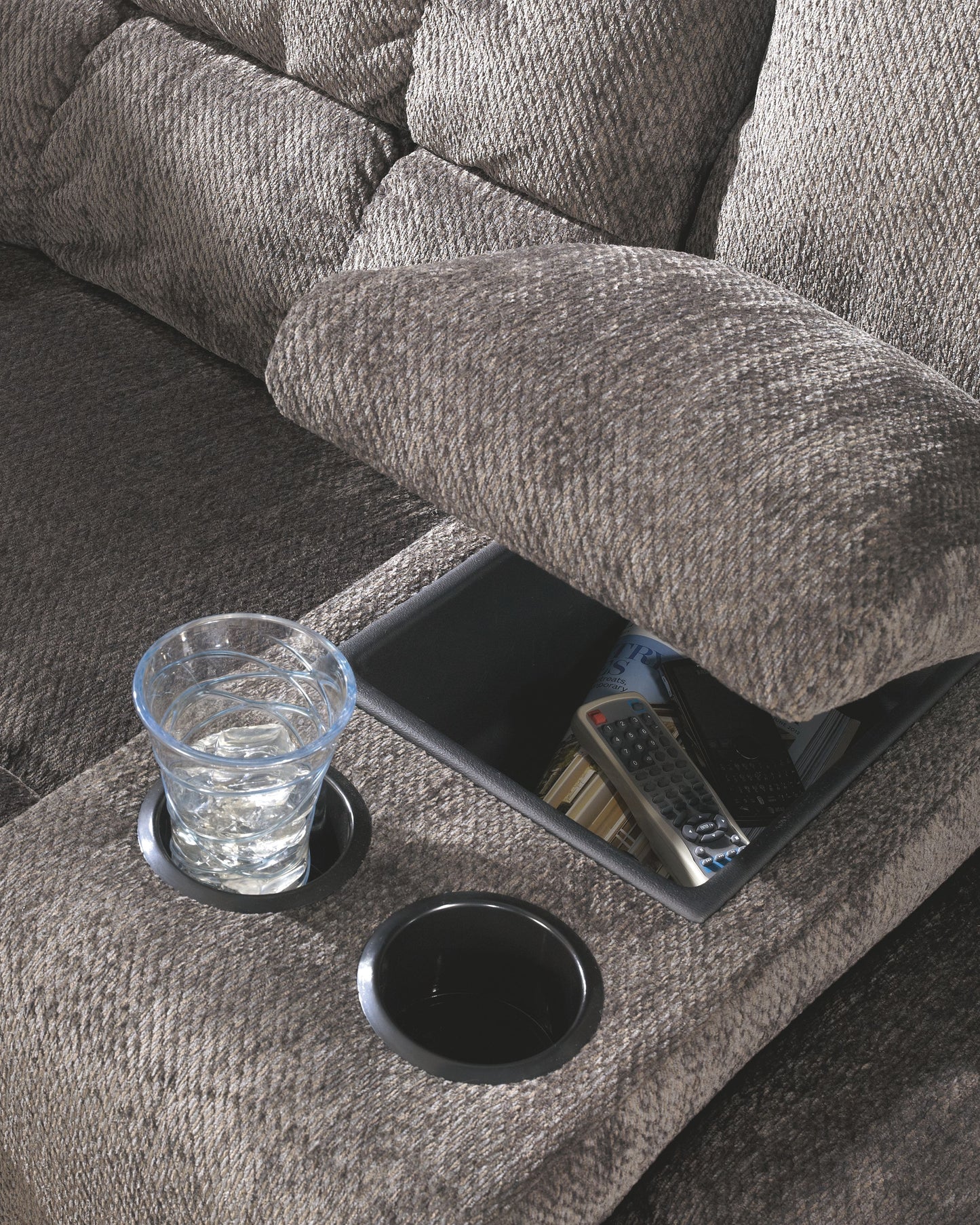 Acieona - Slate - DBL Rec Loveseat w/Console