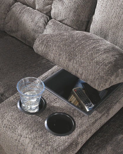 Acieona - Slate - DBL Rec Loveseat w/Console