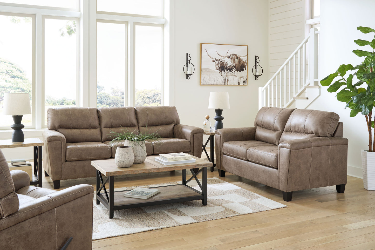 Navi - Fósil - 3 piezas. - Sofá, loveseat, mecedora reclinable