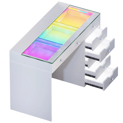 Diana RGB Vanity Desk with Light - 8 Storage Drawers