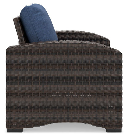 Windglow - Blue / Brown - Lounge Chair With Cushion