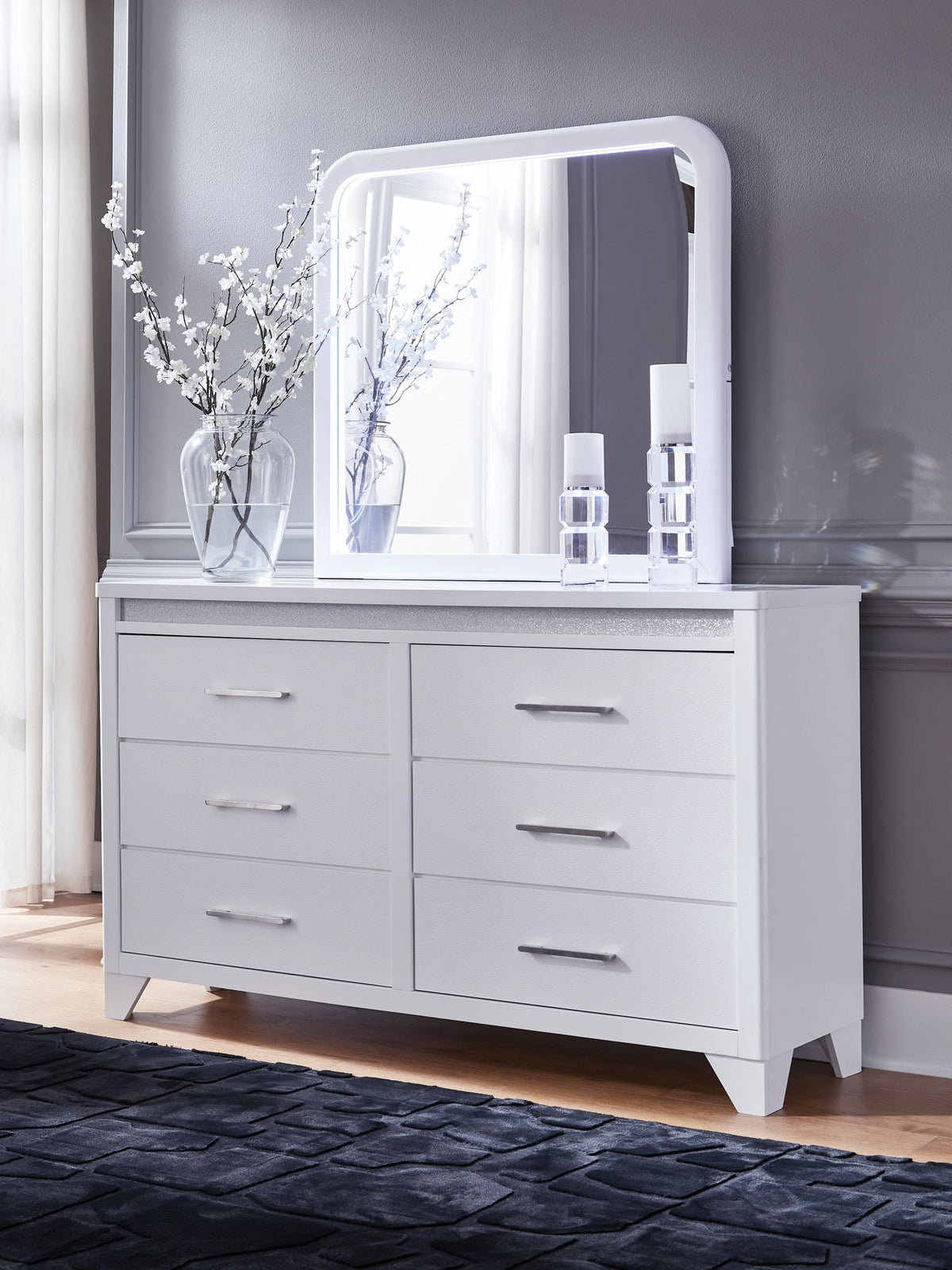 Jarlee - 4 Pc. - King Panel Bed, Dresser, Mirror And Nightstand - White