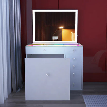 New Release !  Mini Diana Vanity Desk and Marilyn Mirror with Soft Hidden Stool