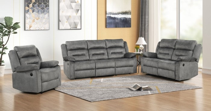 3-Pieces Bronzing Fabric Tufted Upholstered Pillow Top Armrest Power Sofa Set.