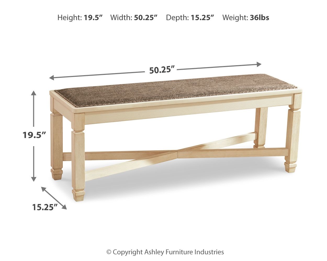 Bolanburg - Beige - Banco de comedor grande Uph