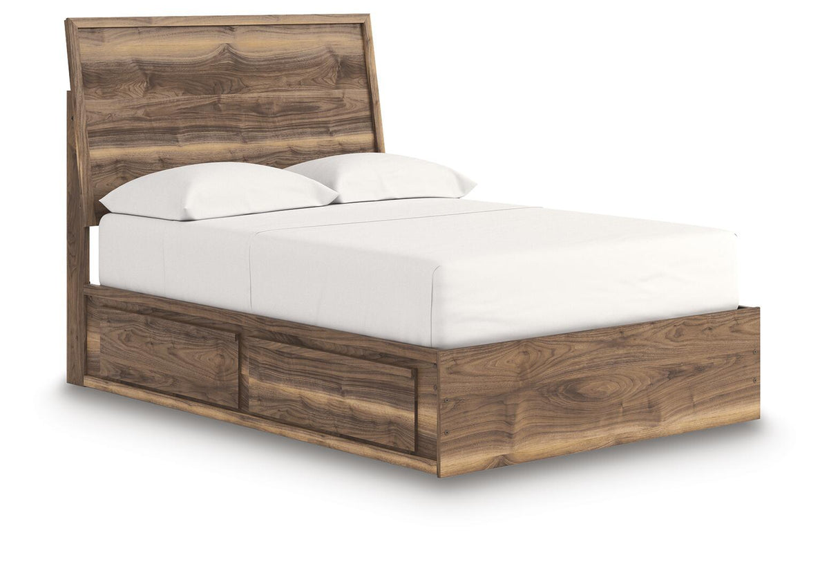 Chirason - 3 Pc. - Full Panel Storage Bed, Dresser And Mirror - Brown