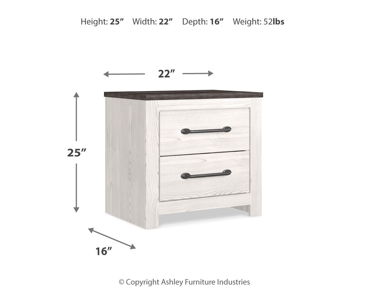 Gerridan - Two Drawer Night Stand - White / Gray